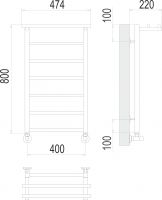 Полотенцесушитель водяной TERMINUS Контур с полкой П7 40х80 схема 3