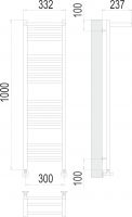 Полотенцесушитель водяной TERMINUS Аврора с полкой П20 30х100 схема 3