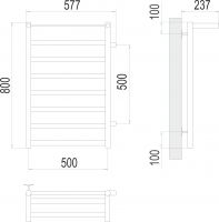 Водяной полотенцесушитель TERMINUS Хендрикс П8 57,7х80 с правым боковым подключением схема 3