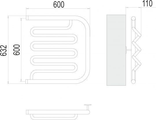Полотенцесушитель водяной с боковым подключением TERMINUS Фокстрот Лиана 60х63,2 ФОТО