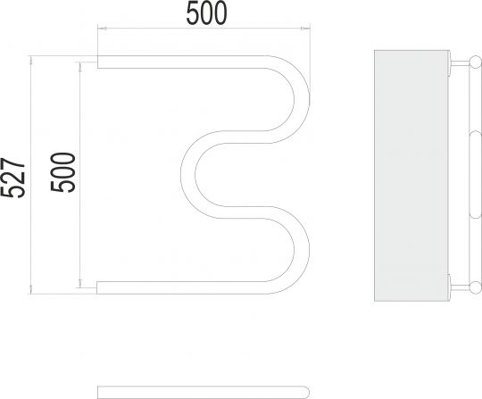 Водяной полотенцесушитель TERMINUS М-образный 50х52,7 с боковым подключением схема 3
