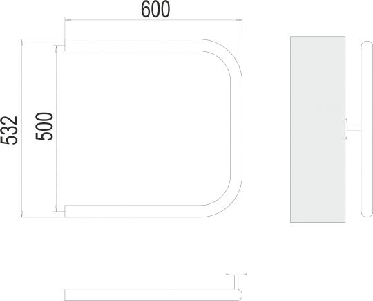 Водяной полотенцесушитель TERMINUS П-образный 60х53,2 с боковым подключением ФОТО