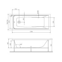 Акриловая ванна Am.Pm Gem W90A-170-070W-A 170х70 схема 2