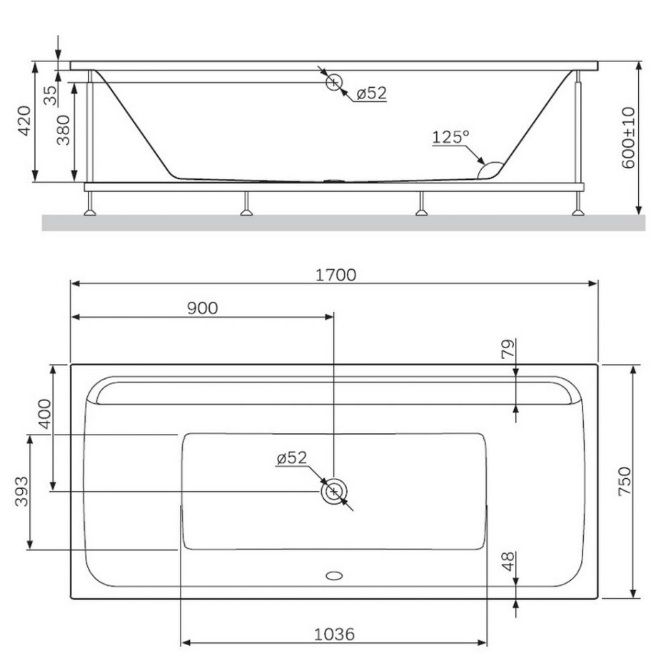 Акриловая ванна Am.Pm Inspire V2.0 W52A-170-075W-A 170х75 ФОТО