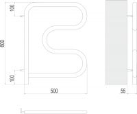 Поворотный электрический полотенцесушитель Terminus F-образный 500x500 схема 3
