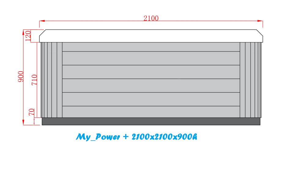 Квадратный гидромассажный СПА бассейн AquaSpas My Power 210х210 hydroplus схема 17