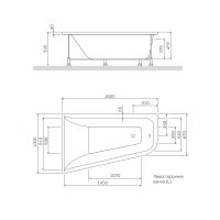 Акриловая ванна Am.Pm Spirit W72A-160L100W-A2 160х100 левосторонняя схема 2