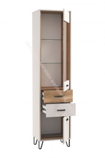 Шкаф витрина 62.01 Рио (стекло), Кашемир/Дуб каньон