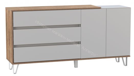 Комод 58.06 Гавана (1600 мм) с дверцами и ящиками, Кейптаун/Серый