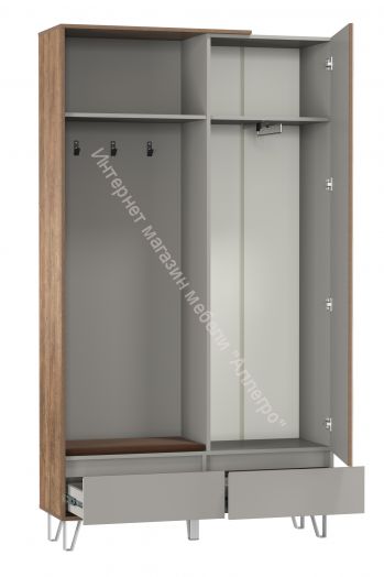 Шкаф для одежды (прихожая) 58.18 Гавана с зеркалом, Кейптаун/Серый