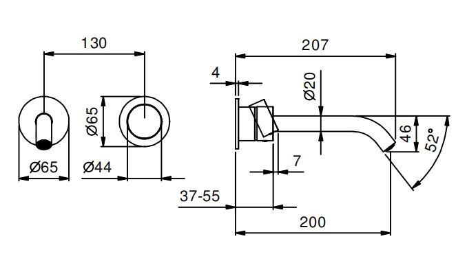 Смеситель для раковины Fantini AA/27 Y111B схема 3