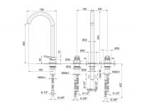 Смеситель для раковины Fantini AL/23 B206WF вентильный с высоким изливом схема 2