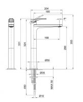 Смеситель для раковины Fantini AL/23 B006WF с высоким изливом схема 4