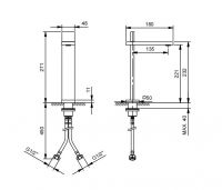 Смеситель для раковины Fantini АK/25 T006WF с высоким изливом схема 3