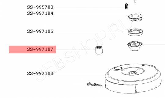 Паровой клапан мультиварки TEFAL EASY EXPRESS модели CY601832. Артикул SS-997107.