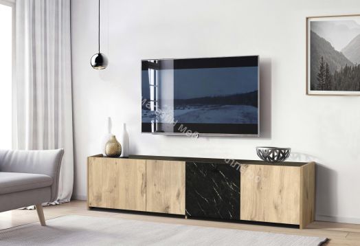 Тумба под ТВ 56.01 Адажио, Небула/мрамор Чёрный