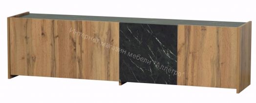 Тумба под ТВ 56.01 Адажио, Дуб вотан/мрамор Чёрный