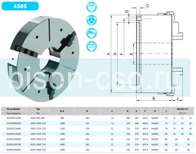Комбинированный токарный патрон 1400 мм 4505-1400-720 Bison-Bial