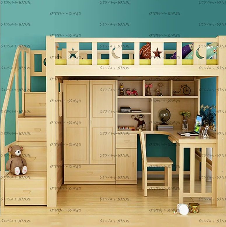 Кровать-чердак Лейла (Кадет) №31, любые размеры