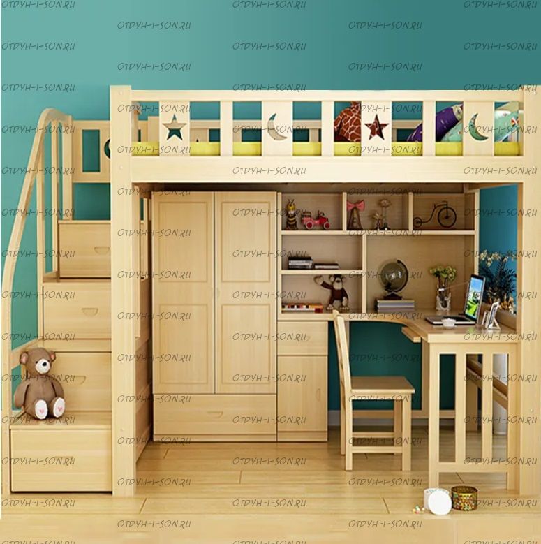 Кровать-чердак Лейла (Кадет) №31, любые размеры