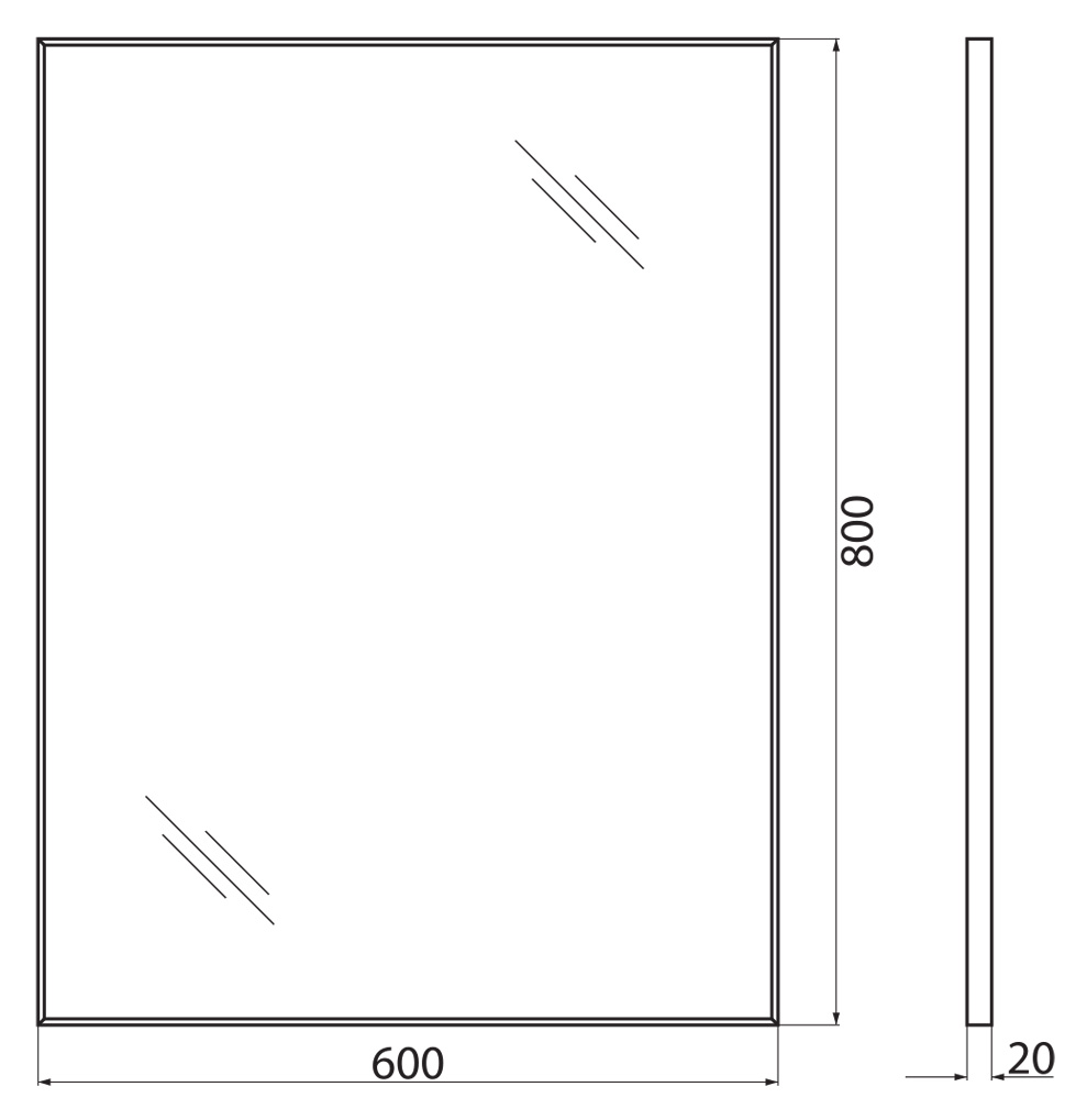 Зеркало для душевой кабины BelBagno SPC-AL-600-800 Nero схема 2