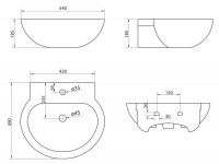 Подвесная раковина BelBagno Sabrina 54х49 см схема 2