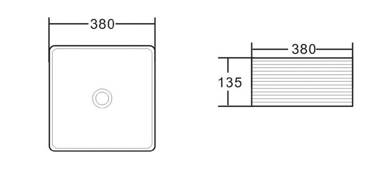 Квадратная раковина BelBagno BB1407 38х38 схема 2