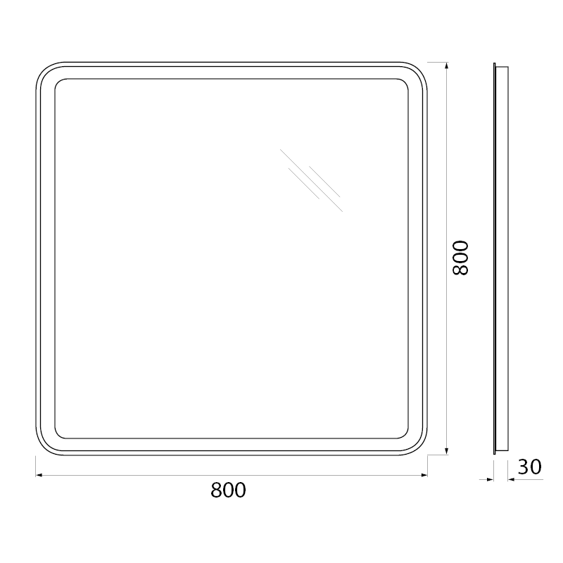 Зеркало для ванной комнаты BelBagno SPC-MAR-800-800-LED-BTN схема 2