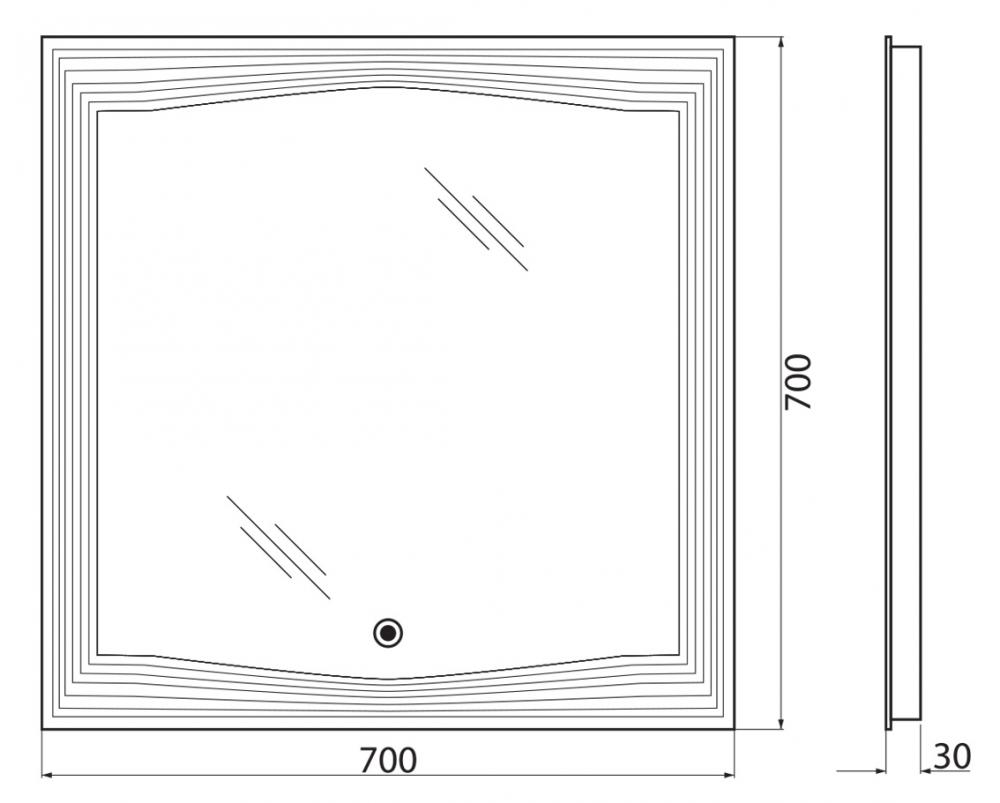 Зеркало для ванной комнаты BelBagno SPC-LNS-700-700-LED-TCH схема 2