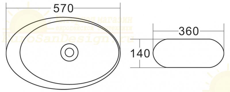 Настольная раковина BelBagno BB1396 57х36 см схема 2