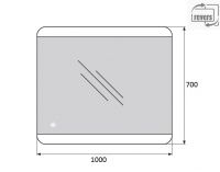 Зеркало для ванной комнаты BelBagno 1000х700 мм с LED  подсветкой схема 2