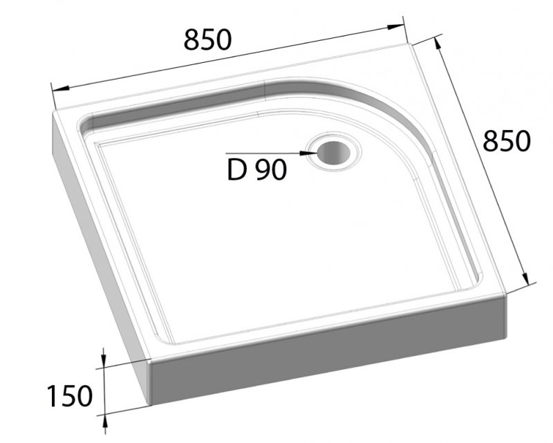 Квадратный душевой поддон BelBagno TRAY-BB-A схема 5