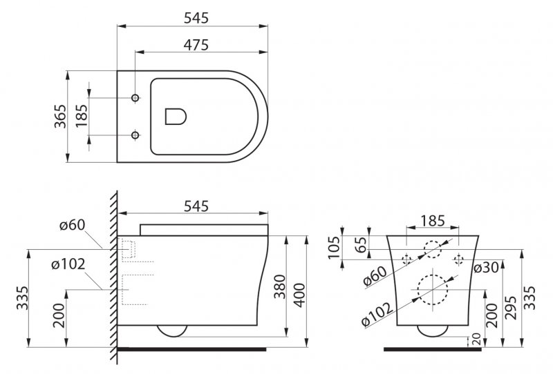 Безободковый подвесной унитаз BelBagno Ancona BB1224CHR-SM схема 4