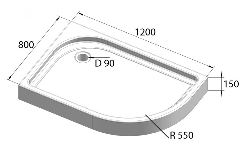 Акриловый поддон для душа BelBagno TRAY-BB-RH схема 3