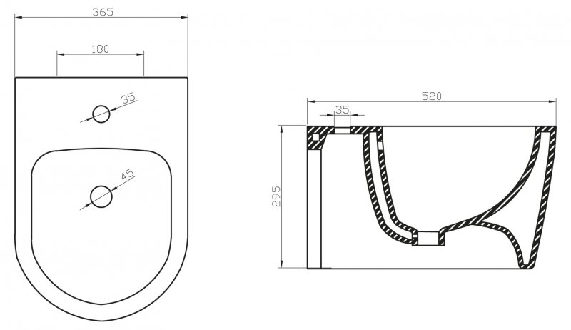 Подвесное биде BelBagno Marino BB105BH схема 7