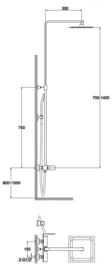 Душевая система с тропическим душем BelBagno Arlie ФОТО