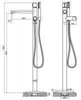 Напольный смеситель для ванны BelBagno UNO-FMT схема 4