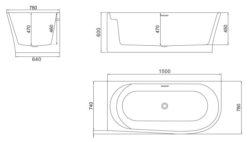 Акриловая угловая ванна Belbagno BB410 схема 9