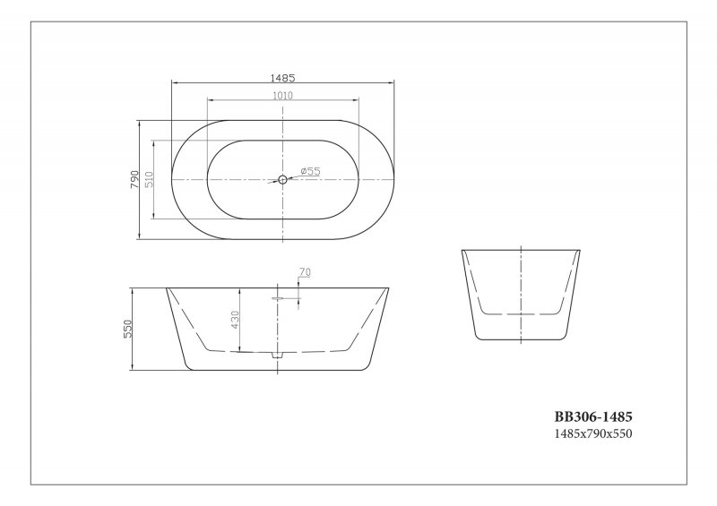 Отдельностоящая акриловая ванна Belbagno BB306 ФОТО