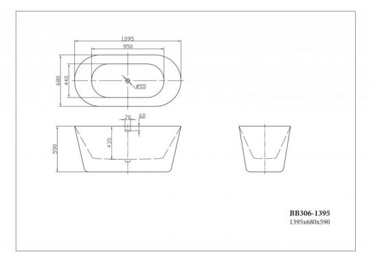 Отдельностоящая акриловая ванна Belbagno BB306 схема 5