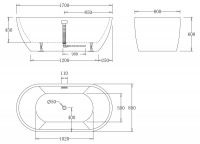 Овальная акриловая ванна Belbagno BB70 standalone схема 2