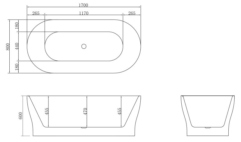 Ванна акриловая отдельностоящая Belbagno BB405 150х80 или 170х80 ФОТО