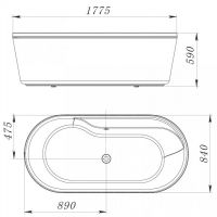 Овальная акриловая ванна Belbagno BB14-K 178x84 схема 2