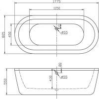 Ванна экранированная Belbagno BB12 177x80 схема 2