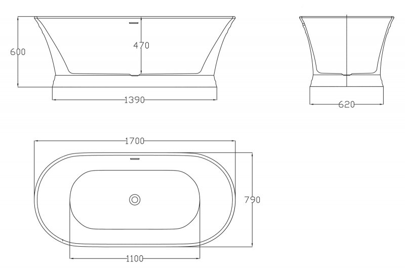 Отдельностоящая ванна Belbagno BB402 акриловая 170х79 схема 4