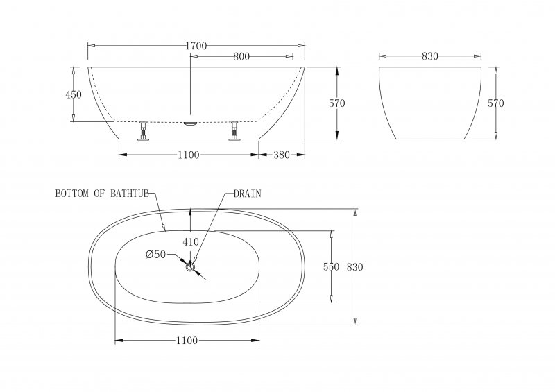 Акриловая ванна Belbagno BB80 170х83 схема 2