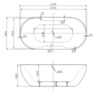 Ванна Belbagno BB28 179x85 схема 2