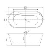 Ванна Belbagno BB14 178x84 схема 2