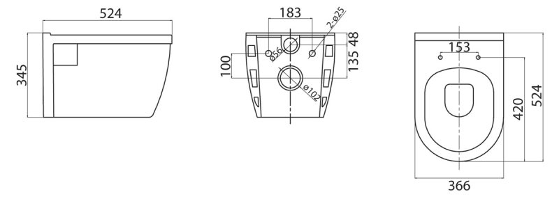 Безободковый унитаз BelBagno Loto BB070CHR схема 6