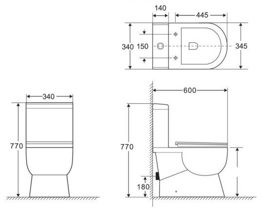 Безободковый унитаз-компакт BelBagno Ricco BB275CPR схема 3